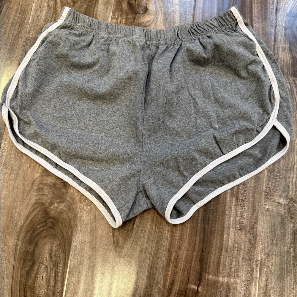 Gray Athletic Shorts with White Trim – Size XL